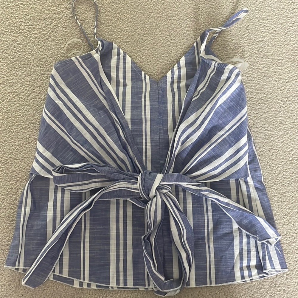 Blue and white striped tank